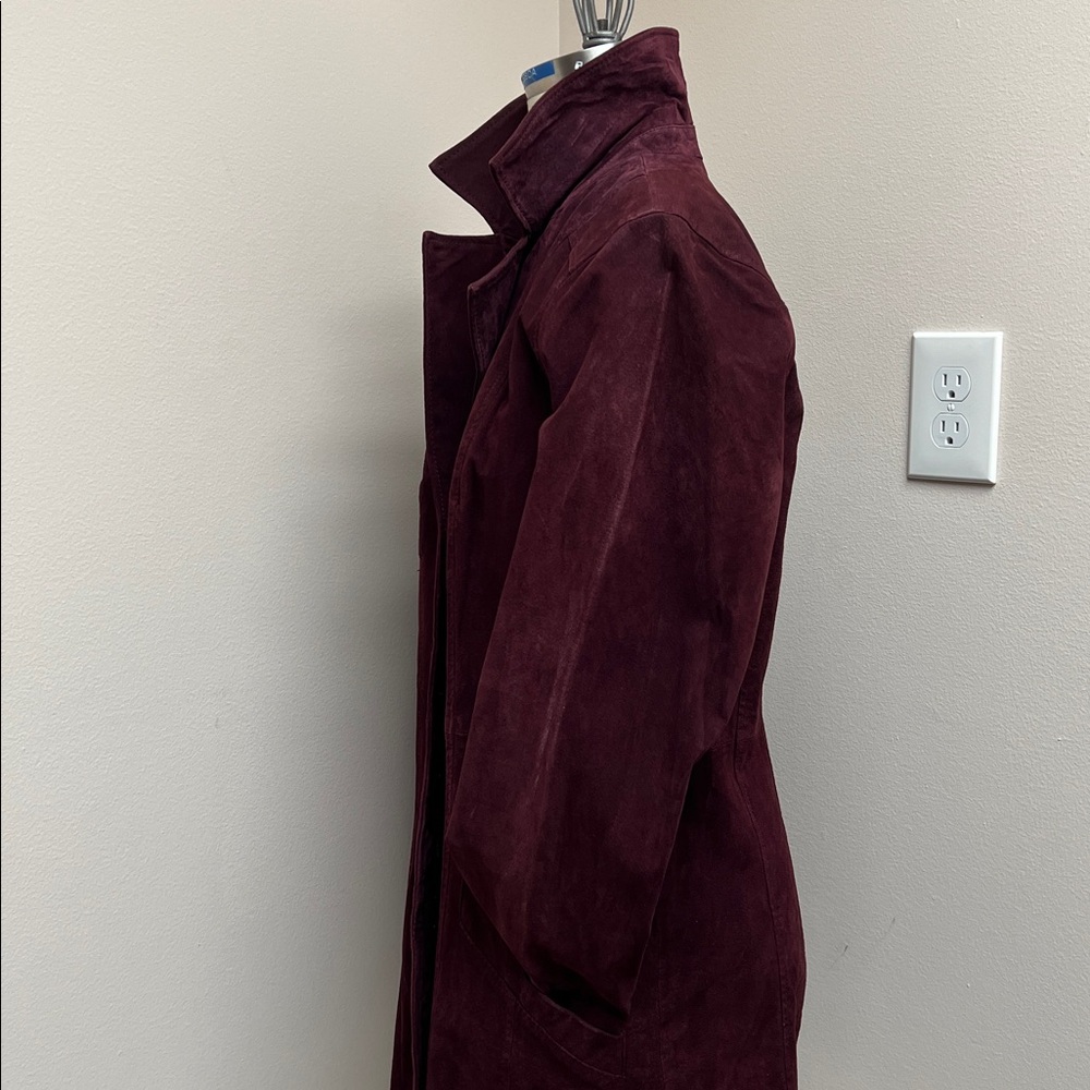 Dennis Basso Suede Leather Trench coat - Picture 12 of 13